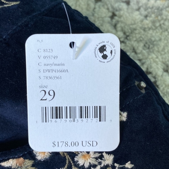 Free People Driftwood Floral Embroidered Velour Pants - Picture 9 of 11